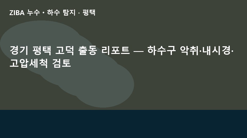 경기 평택 고덕 출동 리포트 — 하수구 악취·내시경·고압세척 검토